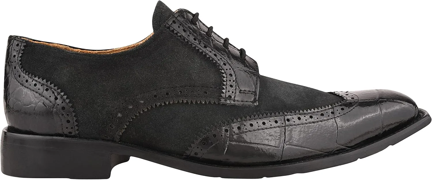 LIBERTYZENO Mens Genuine Leather Adults Wingtip Lace Up Oxford Dress Shoes for Prom Graduation