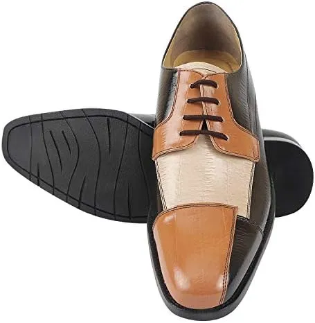LIBERTYZENO Mens Lizard Print Genuine Leather Adults Lace Up Oxford Dress Shoes for Easter Gift