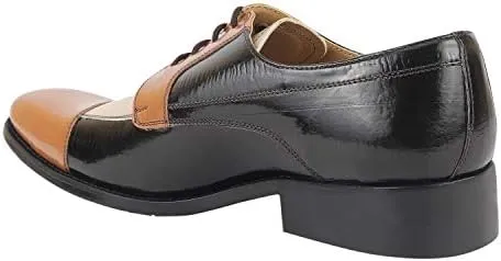 LIBERTYZENO Mens Lizard Print Genuine Leather Adults Lace Up Oxford Dress Shoes for Easter Gift