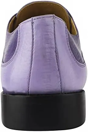 LIBERTYZENO Mens Plain & Animal Print Purple Genuine Leather Adults Slip On & Lace Up Oxford Dress Shoes/Prom Shoes for Prom Graduation