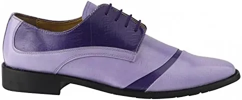 LIBERTYZENO Mens Plain & Animal Print Purple Genuine Leather Adults Slip On & Lace Up Oxford Dress Shoes/Prom Shoes for Prom Graduation