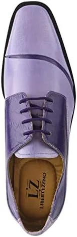 LIBERTYZENO Mens Plain & Animal Print Purple Genuine Leather Adults Slip On & Lace Up Oxford Dress Shoes/Prom Shoes for Prom Graduation