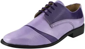 LIBERTYZENO Mens Plain & Animal Print Purple Genuine Leather Adults Slip On & Lace Up Oxford Dress Shoes/Prom Shoes for Prom Graduation