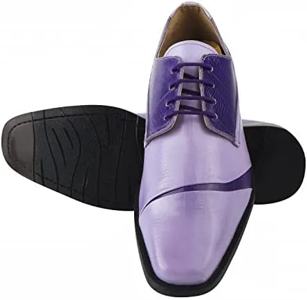 LIBERTYZENO Mens Plain & Animal Print Purple Genuine Leather Adults Slip On & Lace Up Oxford Dress Shoes/Prom Shoes for Prom Graduation