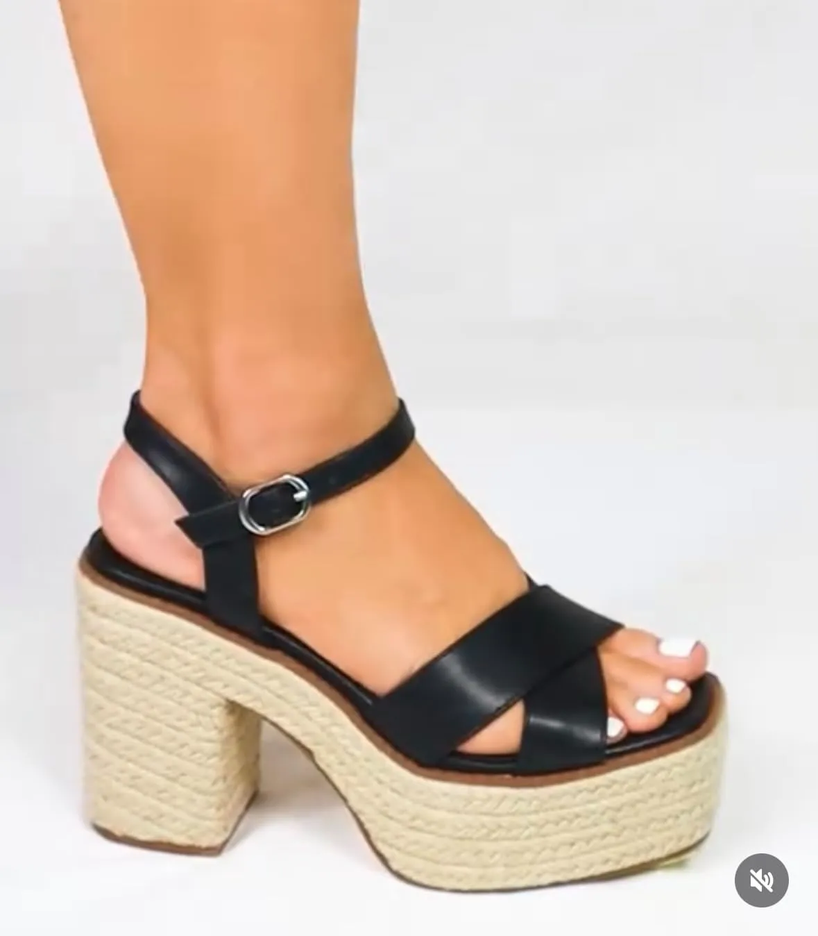 Liliana Women Open Toe Ankle Strap High Heel Espadrille Sandals, 6, Black