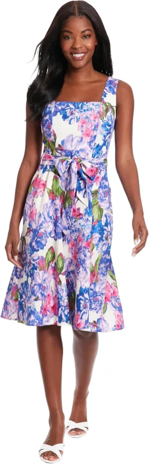 London Times Floral Summer Cute Knee Length, Wedding Guest Dresses for Women