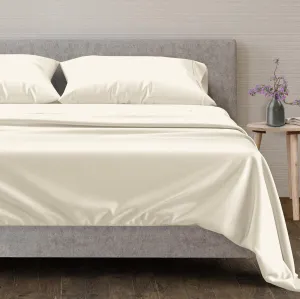 Mayfair Linen 100% Egyptian Cotton Sheets Queen Size - 600 Thread Count Sheets Queen, 4 PC Luxury Sheet Queen Size, Soft, Cooling Sateen Weave Deep Pocket Sheet Set, Fits Mattress Upto 18", Ivory