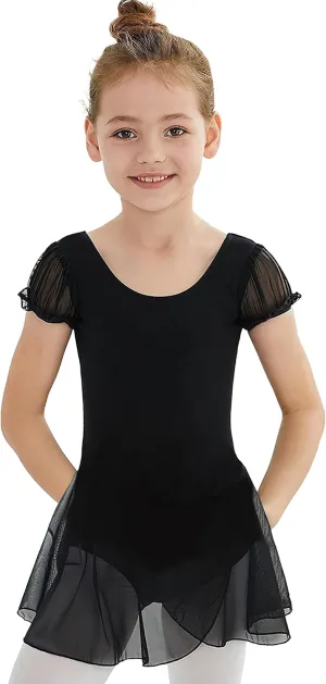 MdnMd Toddler Girls Ballet Dance Leotards Skirt Ballerina Ballet Outfit Dresses Camisole Puff Sleeve