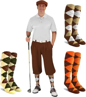 Mens Albatross Golf Outfit - Golf Cap, 3 Argyle Socks