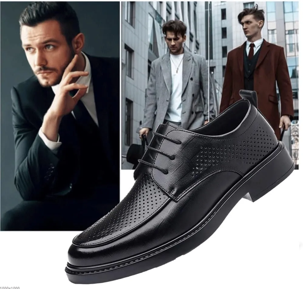 Men's Breathable Hollow Oxford Dress Shoes Business Formal Tuxedo Casual Lace Up Comfort Orthopedic Footwear for Men