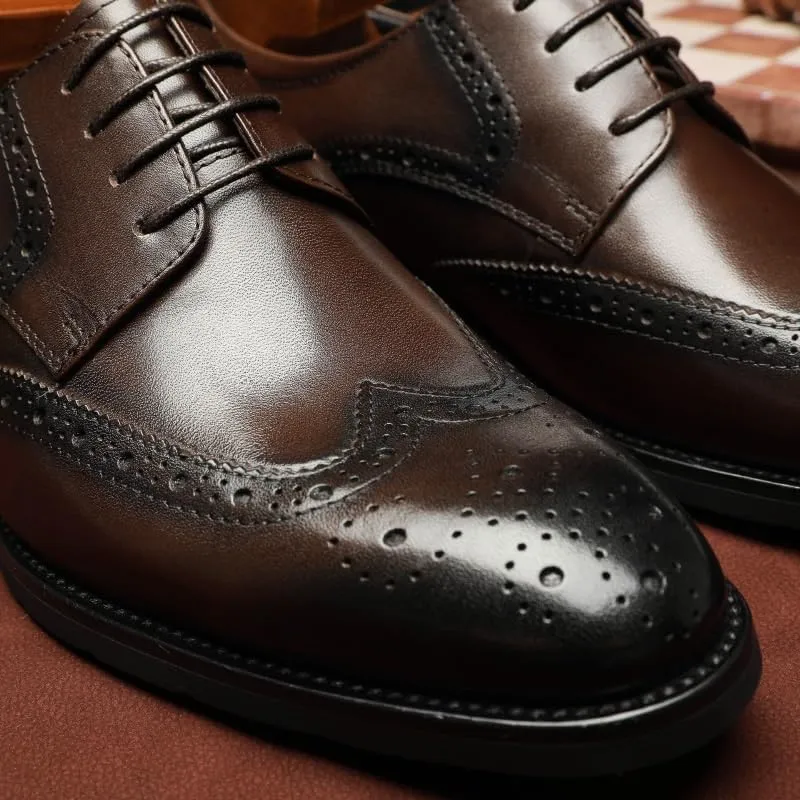 Men's Business Casual Oxford Shoes Soft Leather Lace Up Derby Shoes for Wedding Office Business