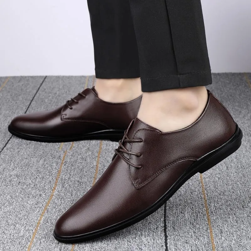 Men's Classic Lace-Up Dress Shoes Mens Comfortable Business Formal Oxford Shoes Non-Slip Softsole Walking Shoes for Men