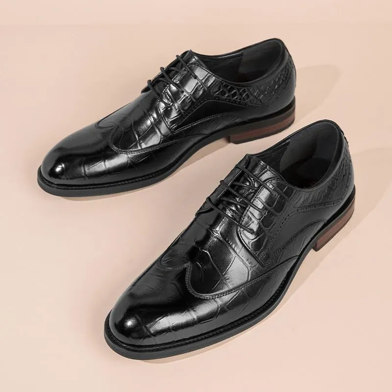 Men's Classic Pointed Toe Patent Leather Shoes Daily Casual Business Work Shoes Luxury Black Lace-up Oxford