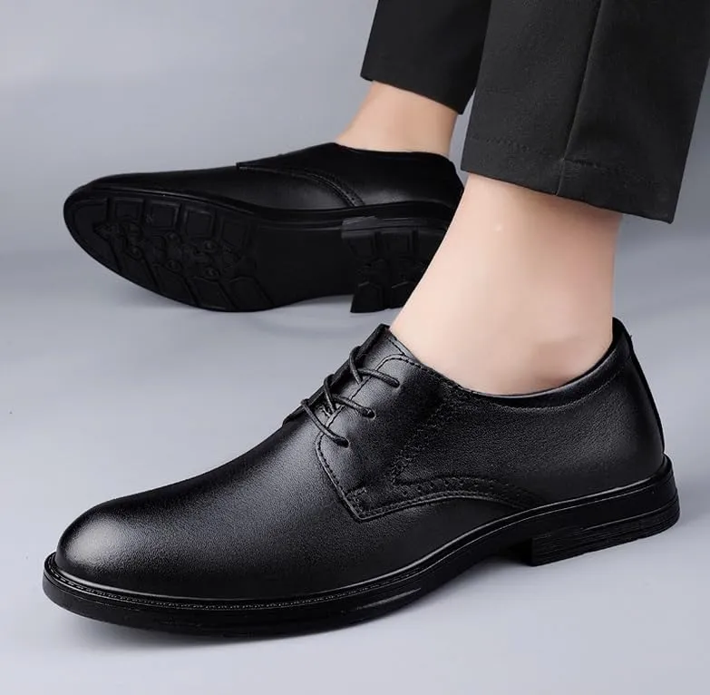 Mens Comfort Hand Stitched Genuine Leather Oxfords Shoes Men Fashion Classic Lace Up Business Formal Derby Shoes