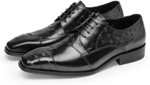 Men's Dress Shoes for Business Weddings Soft Leather Comfortable Lace-Up Oxfords