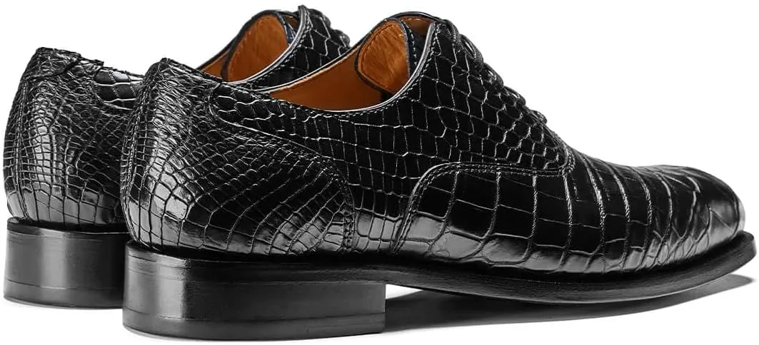 Men's Dress Shoes Genuine Italy Alligator Crocodile Leather Shoes Handmade Luxury Oxford Shoes with Leather Outsole for Formal Events, Business, Wedding