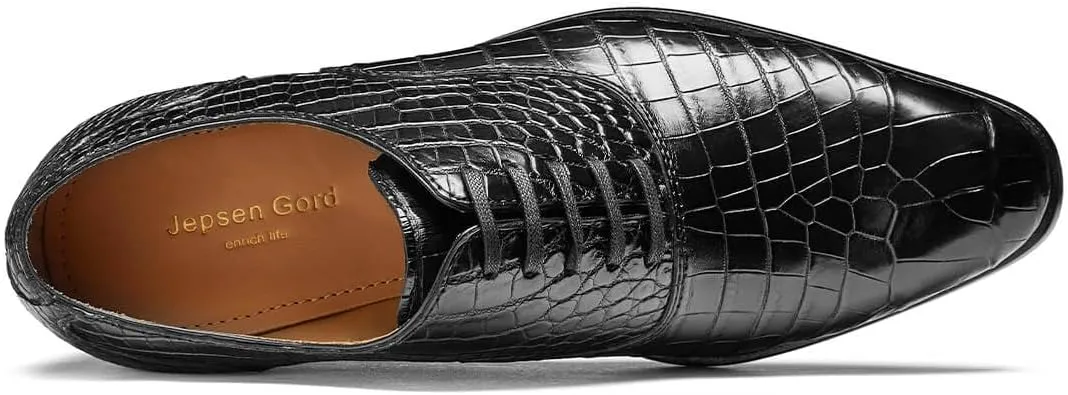 Men's Dress Shoes Genuine Italy Alligator Crocodile Leather Shoes Handmade Luxury Oxford Shoes with Leather Outsole for Formal Events, Business, Wedding