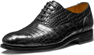 Men's Dress Shoes Genuine Italy Alligator Crocodile Leather Shoes Handmade Luxury Oxford Shoes with Leather Outsole for Formal Events, Business, Wedding