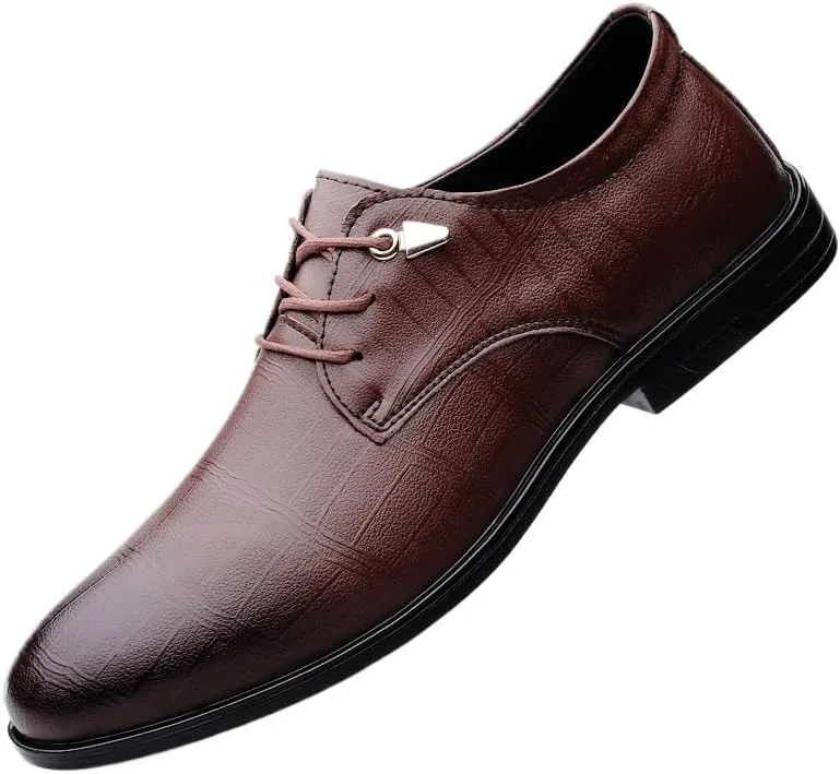 Mens Dress Shoes Lace Up Leather Formal Business Oxfords Shoes for Wedding Suits Luxury Comfortable Shining Classic Black
