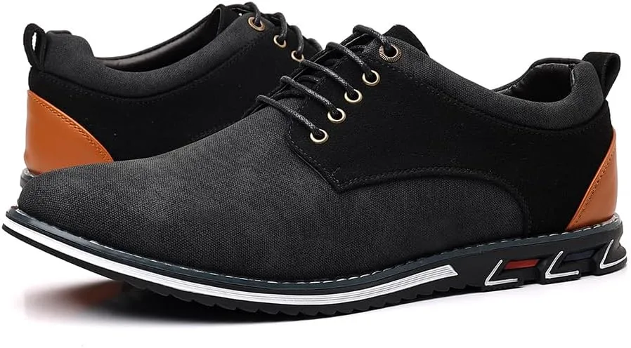 Mens Dress Sneakers Wide Comfortable Casual Dress Shoes Oxford Lace-up Business Casual Walking Dress Shoes for Men