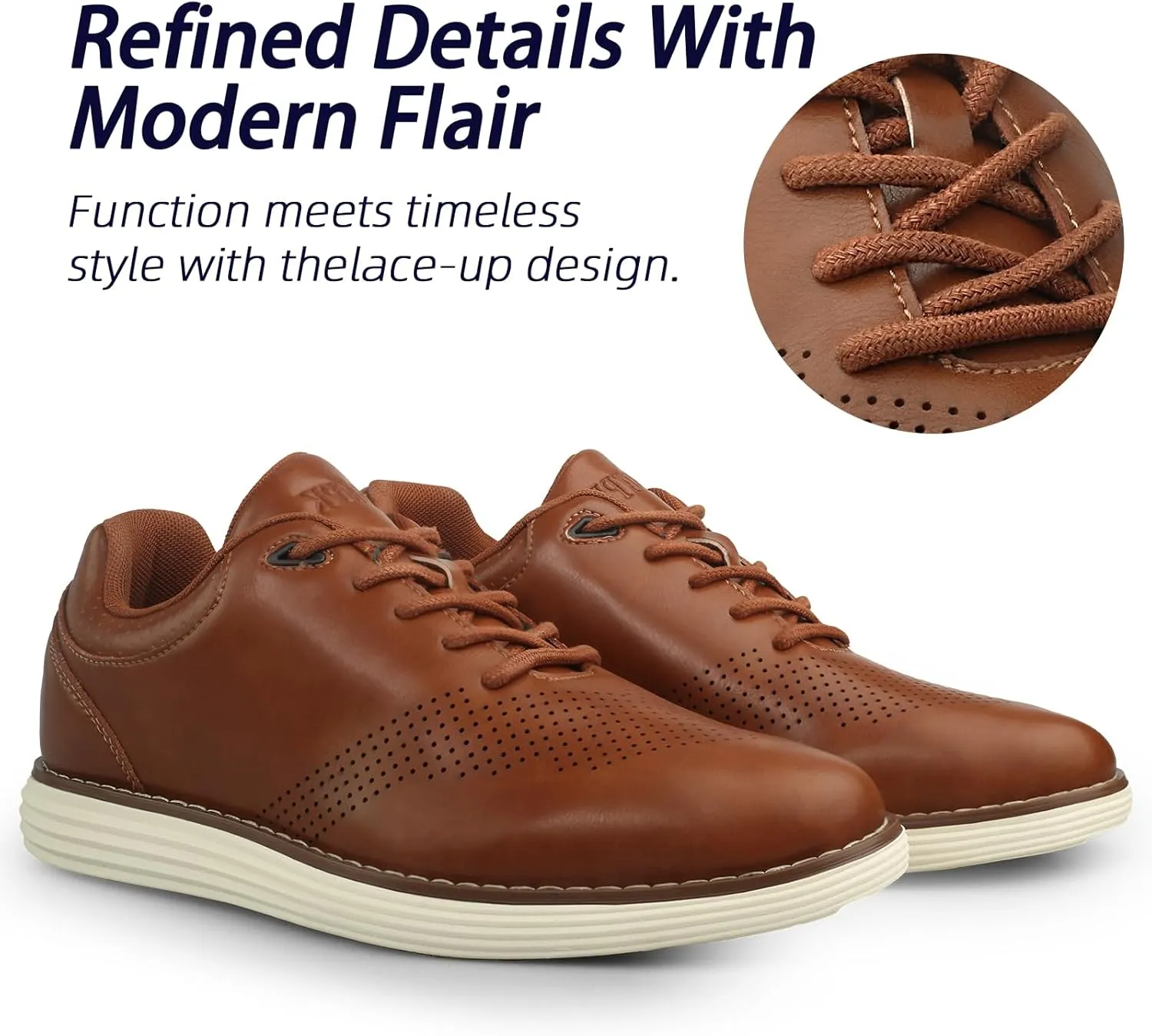 Men's Fashion Dress Sneakers Casual Walking Shoes Business Oxfords Comfortable Lightweight Breathable Tennis Lace-Up Mesh/Leather