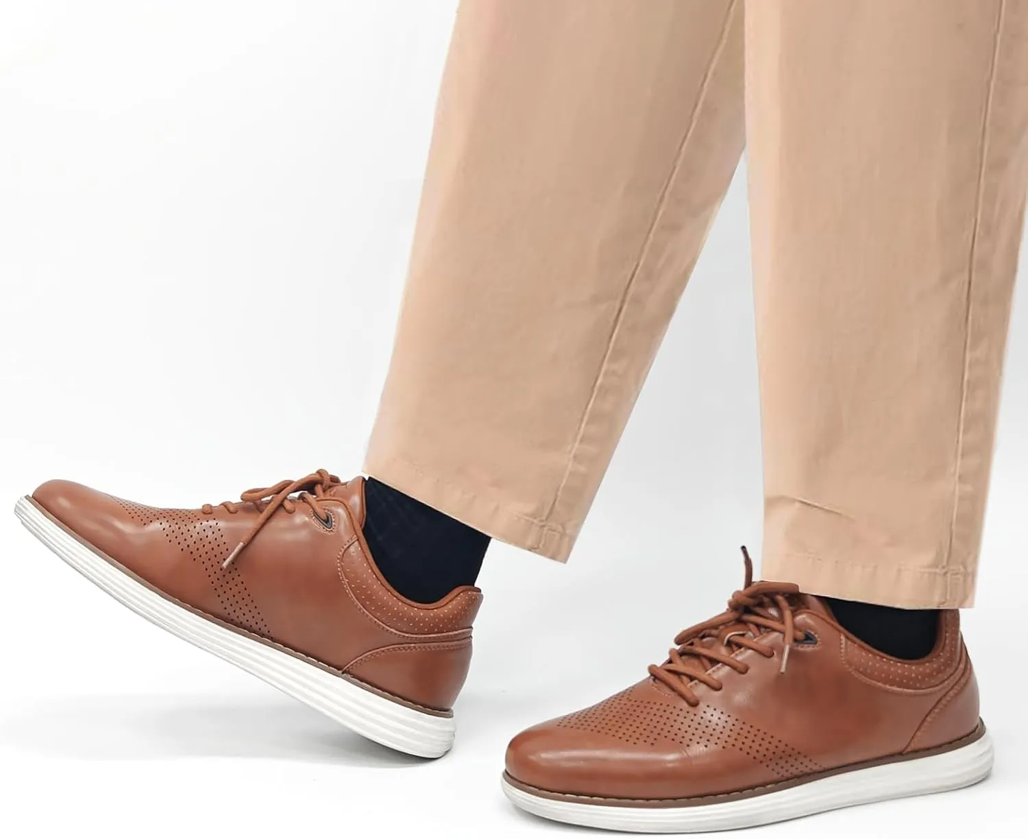 Men's Fashion Dress Sneakers Casual Walking Shoes Business Oxfords Comfortable Lightweight Breathable Tennis Lace-Up Mesh/Leather