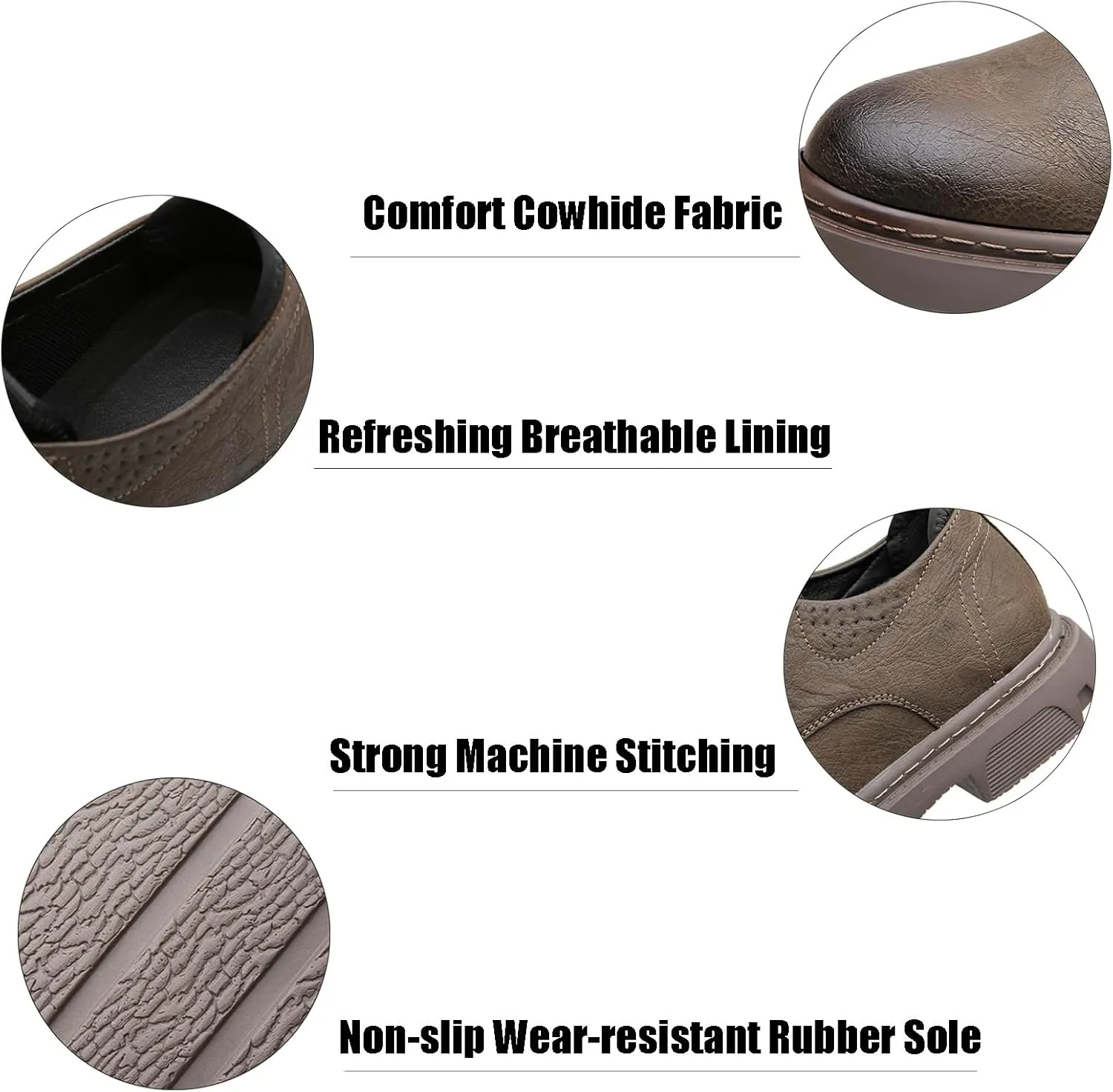 Men's Genuine Leather Lace-Up Formal Oxfords,Fashion Round Toe Casual Business Non-Slip Dress Work Shoes