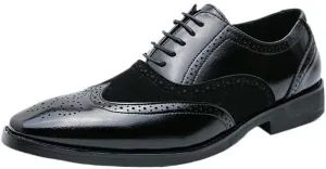 Men's Leather lace-up Oxford Dress Shoes Classic Wingtip Two-Tone Colorblock Brogues Fashionable Punched Round Toes high-end Formal Party Dresses Oxford Shoes