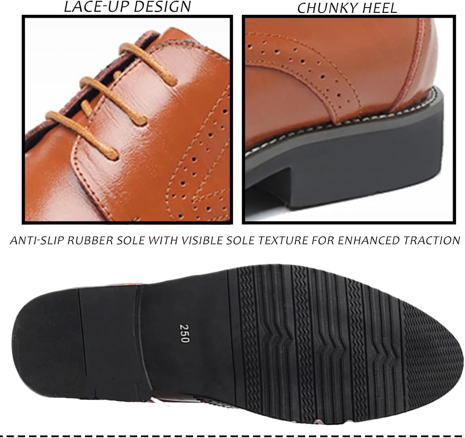 Mens Leather Oxfords Vintage Brogue Wingtip Fashion Lace Up Dress Shoes Business Casual Work Shoes