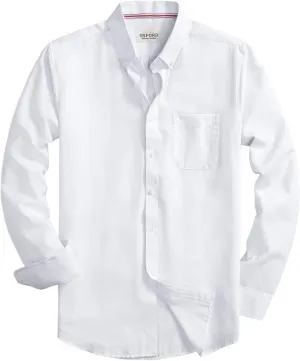 Mens Oxford Shirts Long Sleeve Slim Fit Lightweight Casual Button Down Shirts with Pocket