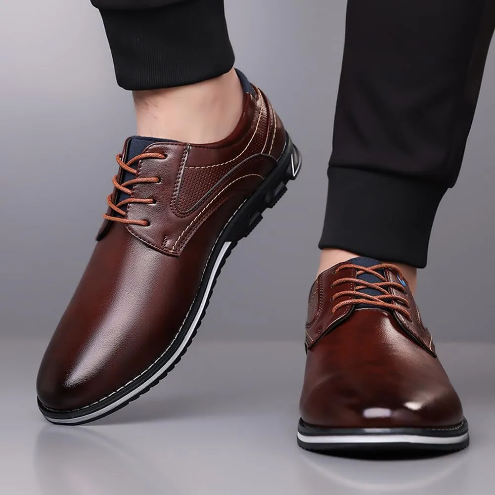 Men's Premium Stylish Oxford Shoes Casual Lace Up Walking Business Driving Dress Shoes