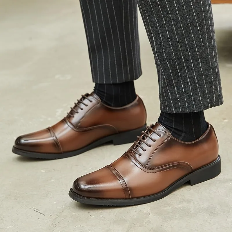 Mens Split Toe Oxford Dress Shoes Genuine Leather British Style Soft Sole Wedding Shoes for Groom Business Formal