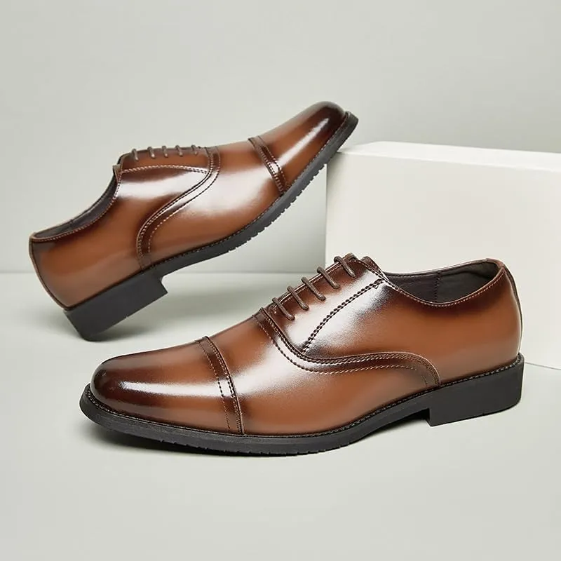 Mens Split Toe Oxford Dress Shoes Genuine Leather British Style Soft Sole Wedding Shoes for Groom Business Formal