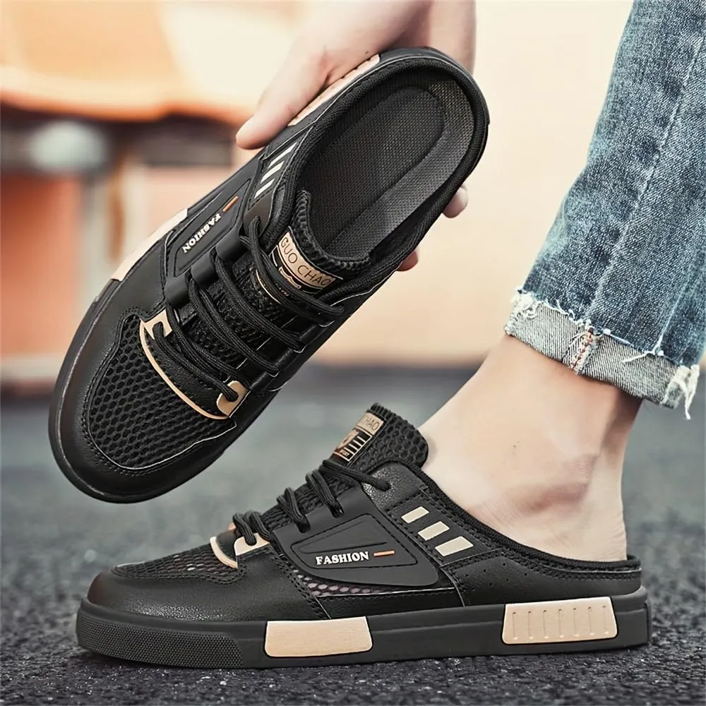 Mens Stylish Streetwear Hollow Out Mule Slippers - Comfortable Non-Slip Rubber Sole, Ventilated Breathable Design for Casual Ease - Ideal Footwear for Trendsetters