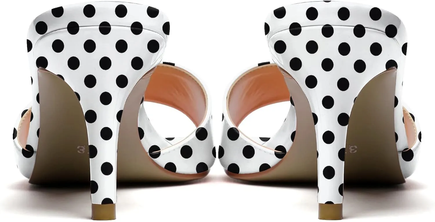 Mettesally Women’s Kitten Mid Heel Mules Square Open Toe Heeled Slippers Slip-on Backless Sandals Comfort Party Slides Shoes