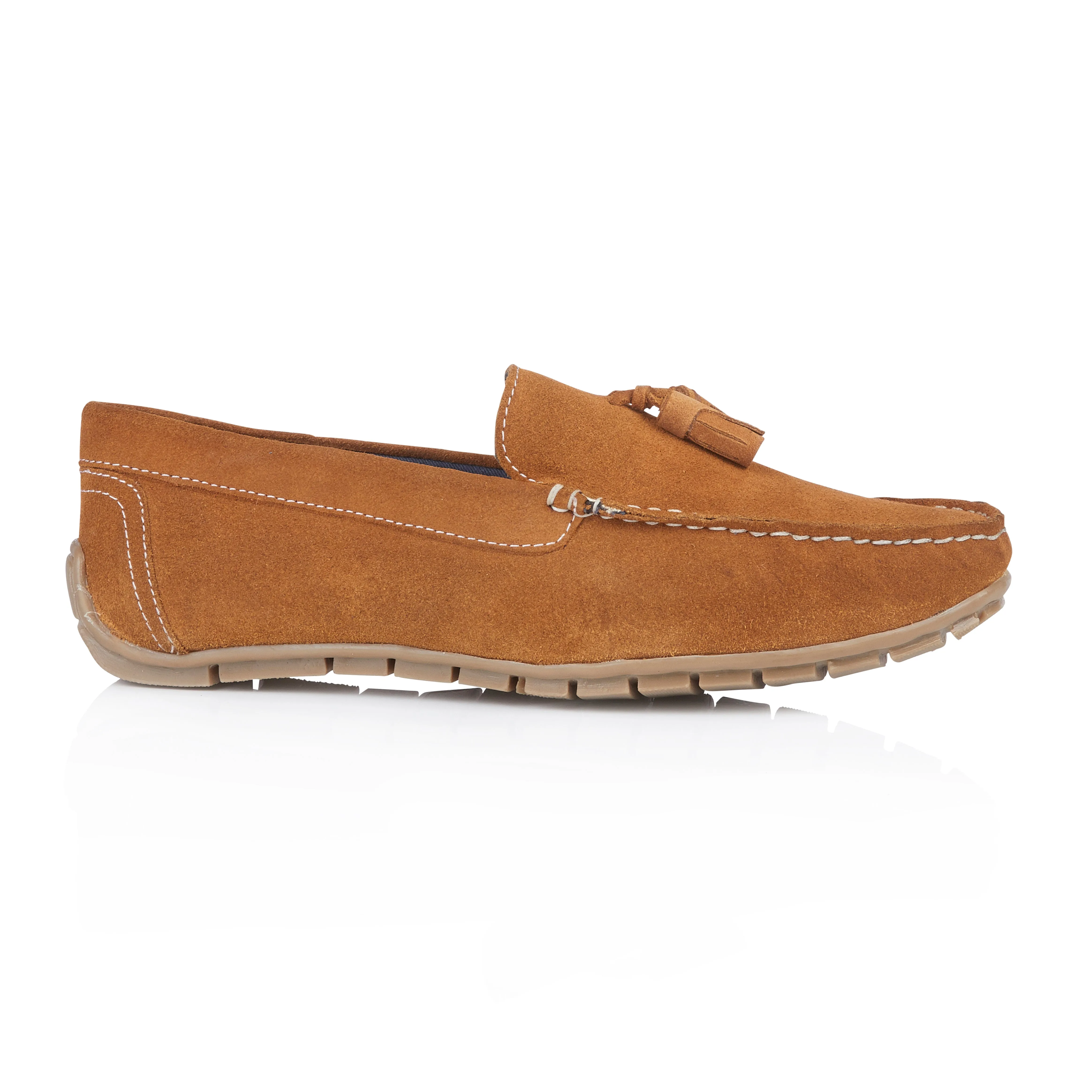 Monza Suede Leather Tassel Loafers - Tan