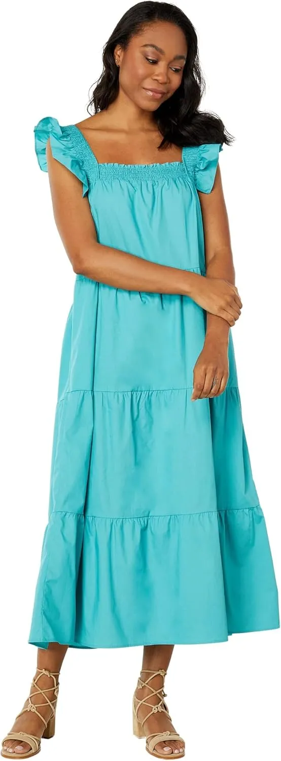 MOON RIVER Square Neck Tiered Dress