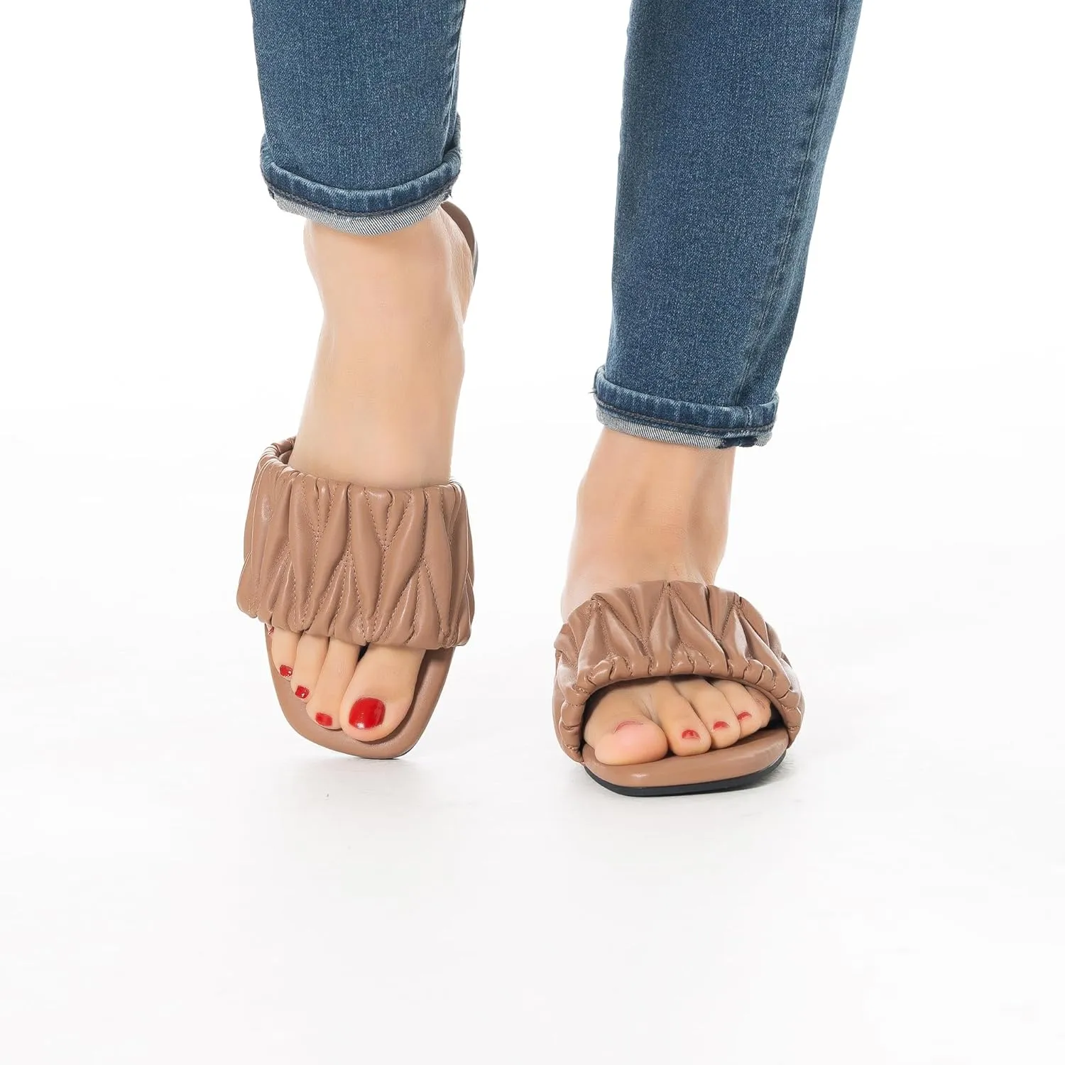 Mtzyoa Women Flat Sandals Braided Leather Nude Summer Dressy Fashion Evening Party Wedding Sandals