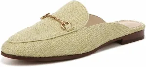 Mules Toe Bargain Edelman Slip On Almond Flat Contemporary Pistachio Wide Chain Sam Linnie Embellished