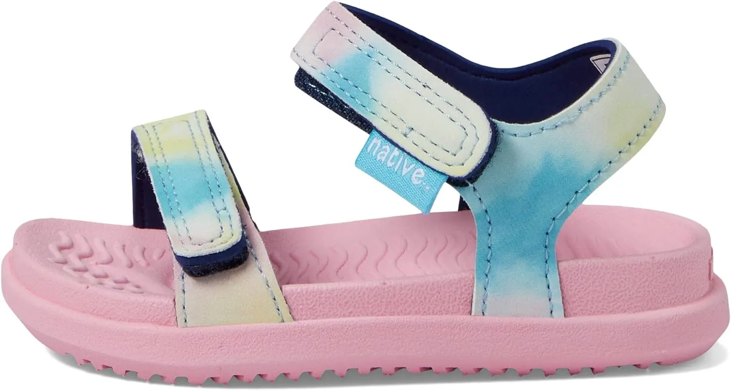 Native Shoes Kids Charley Sugarlite Print Flat Sandals for Little Kid - Hook-Loop Closure with EVA Footbed, and Eye-Catching Design