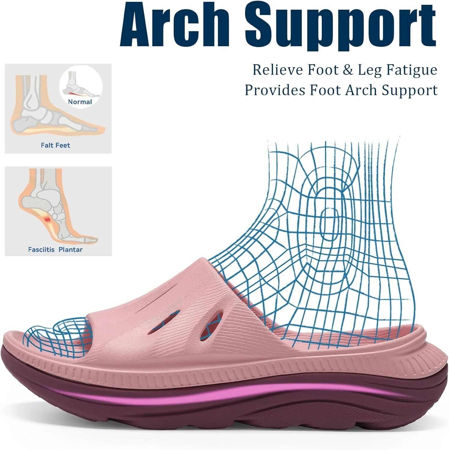 NPNYSY Womens Recovery Sandals Mens Comfortable Athletic Slides Thick Cushion Lightweight Plantar Fasciitis Sport Sliders of Indoor Outdoor,Arch Support Orthotic Open Toe