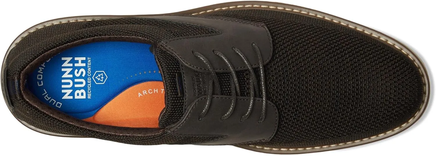 Nunn Bush Men's Griff Plain Toe Oxford Lightweight and Comfortable for All Occasions Knit Lace Up