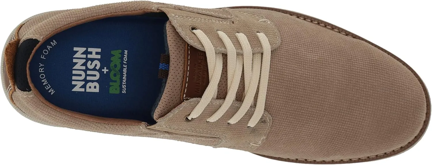 Nunn Bush Men's Otto Plain Toe Oxford Leather Lace Up with Lightweight Sole