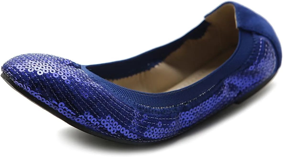 Ollio Women's Shoes Ballet Spangle Comfort Flat ZM1057
