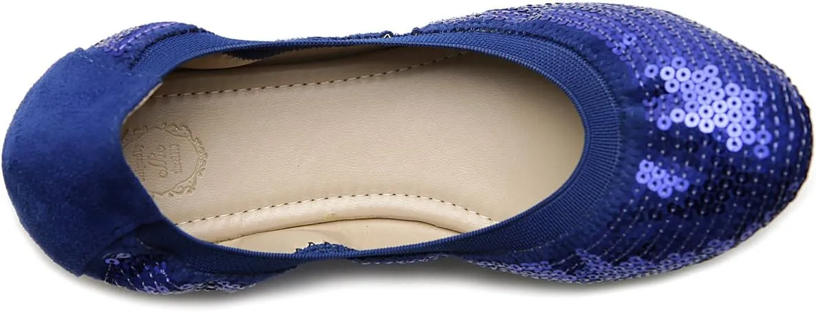 Ollio Women's Shoes Ballet Spangle Comfort Flat ZM1057