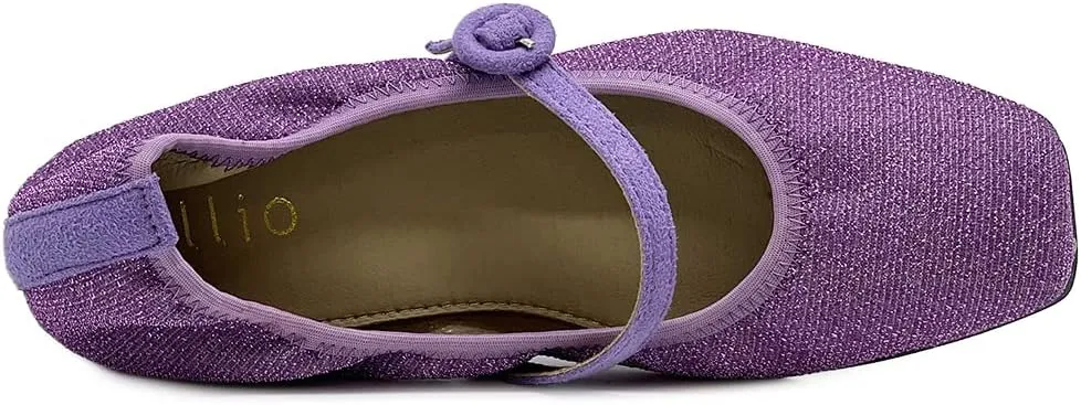 Ollio Women's Shoes Basic Mary Jane Elasticated Square Toe Ballet Flat F17340