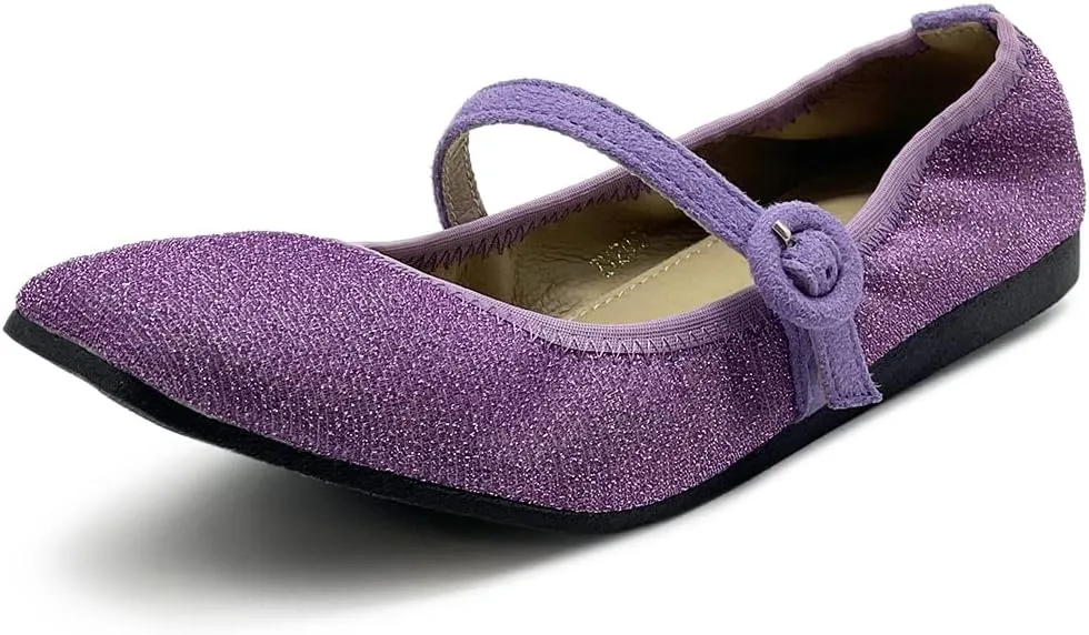 Ollio Women's Shoes Basic Mary Jane Elasticated Square Toe Ballet Flat F17340