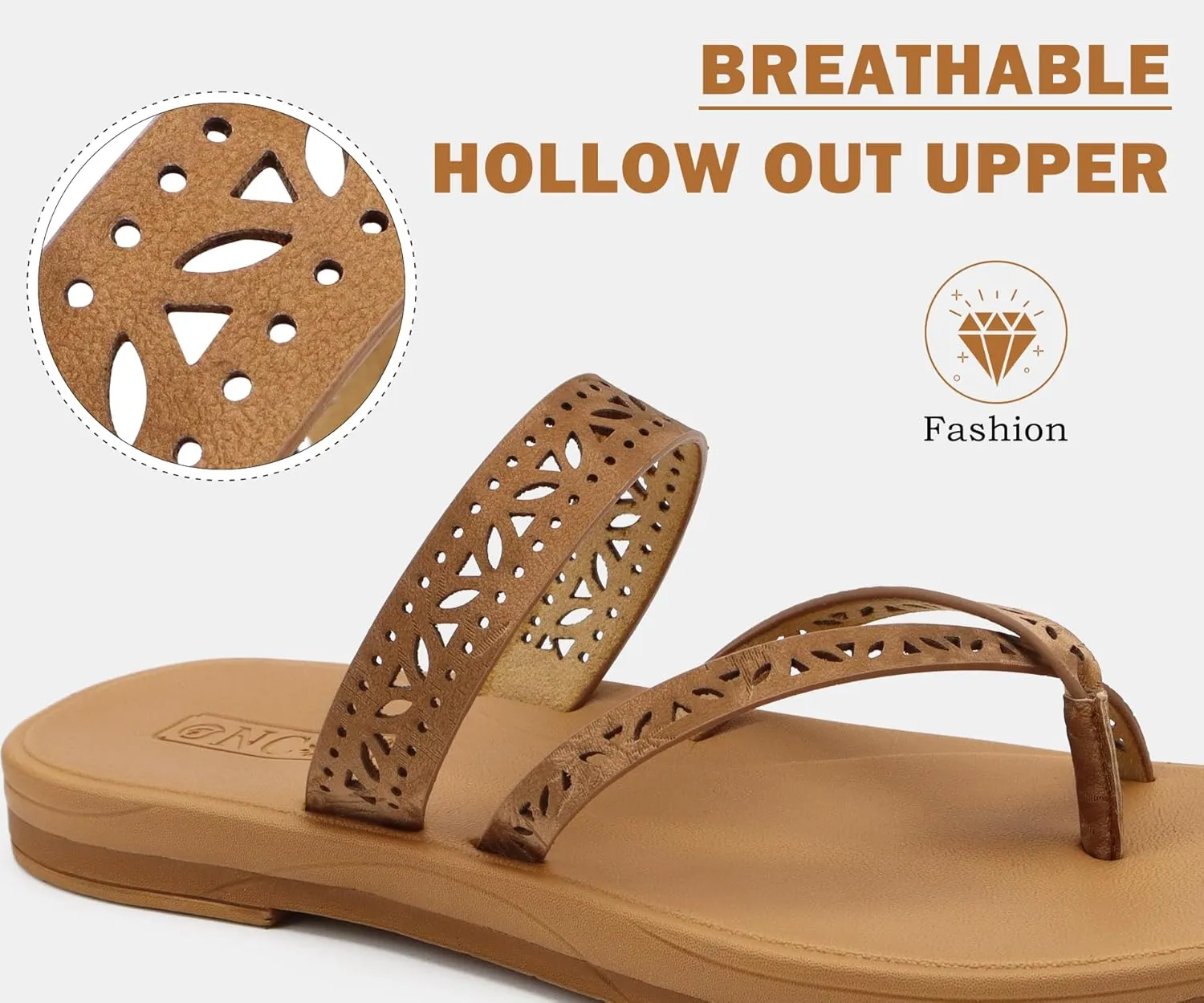 ONCAI Flip Flops for Womens,Flat Dressy Thong Sandals Square Toe with Fashion Summer Beach Comfortable Slip On Rubber Soles Size US 6-11