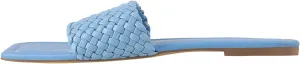 onlymaker Women's Square Open Toe Backless Flat Slipper Sandals Summer Wide Fit Slipper