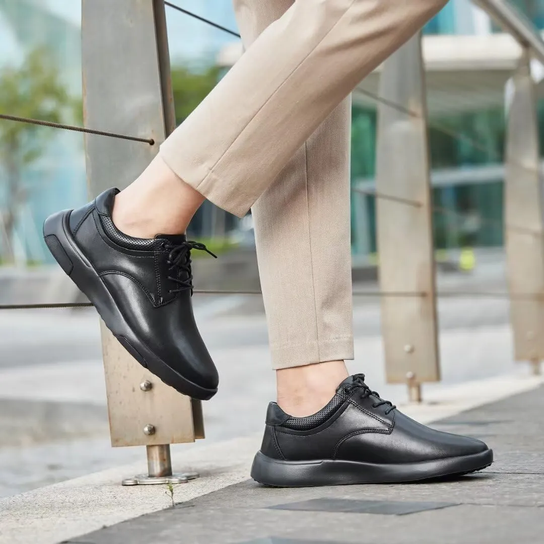 OrthoComfoot Men's Orthopedic Leather Dress Walking Shoes: Comfortable Orthotic Fashion Sneakers with Arch Support, Casual Plantar Fasciitis Business Work Oxfords for Foot and Heel Pain Relief